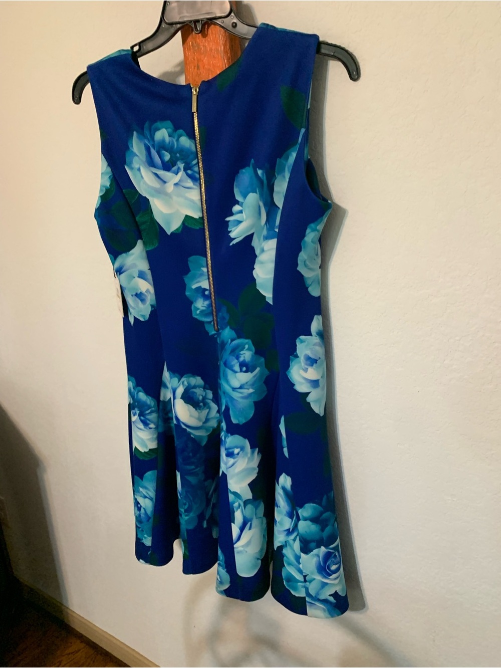 Calvin Klein Blue Floral Sleeveless A-Line Dress - Picture 2 of 9
